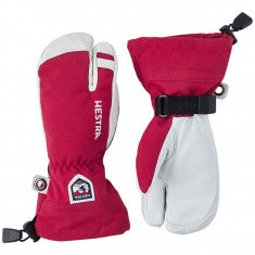 Hestra Army Leather Heli Ski, 3-finger Skidhandskar, Junior, Röd