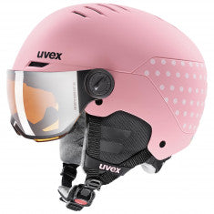 Uvex Rocket JR Visor, Skidhjälm med visir, Junior, Rosa